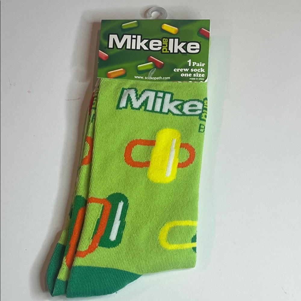 Mike and Ike Green Novelty Crew Socks NWT